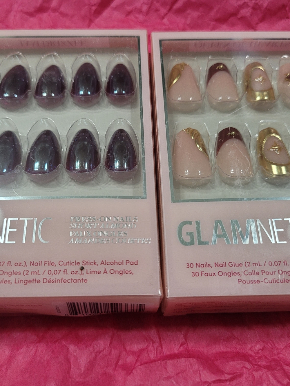 DIY Glamnetic Press-On Nail & Jam Drizzle Short Almond Queen of Hearts Coffin